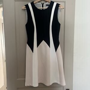 BCBGMAXAZRIA ABIGAYLE COLOR-BLOCKED FIT-AND-FLARE DRESS XVR60F34/M809W SZ 2